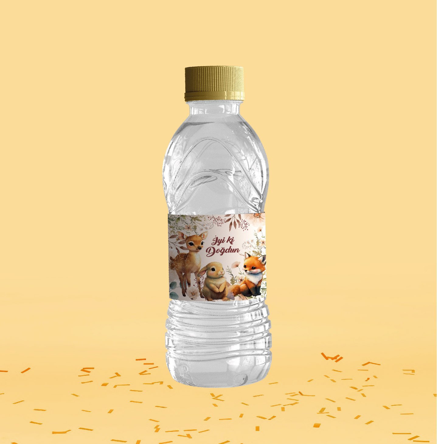 Sevimli Hayvanlar Temalı Su Şişesi Etiketi