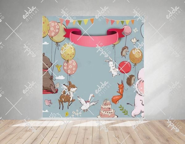 Hayvanlar Temalı Doğum Günü Afişi