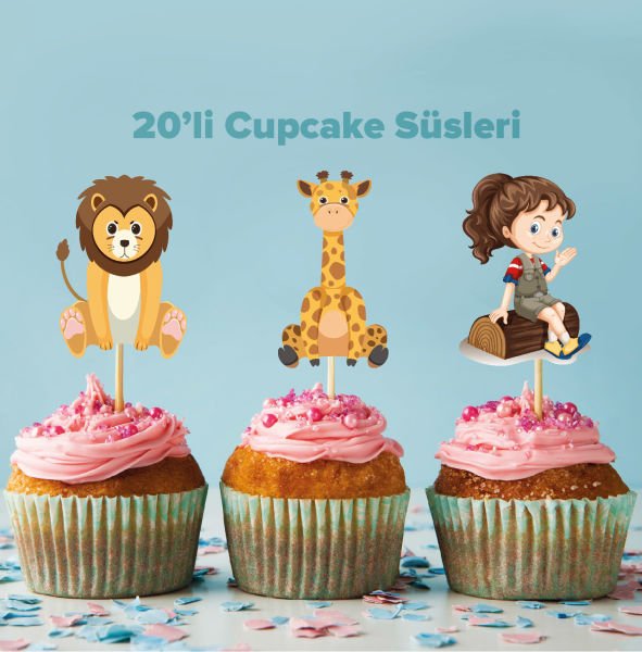 Safari Konseptli Cupcake Süsü