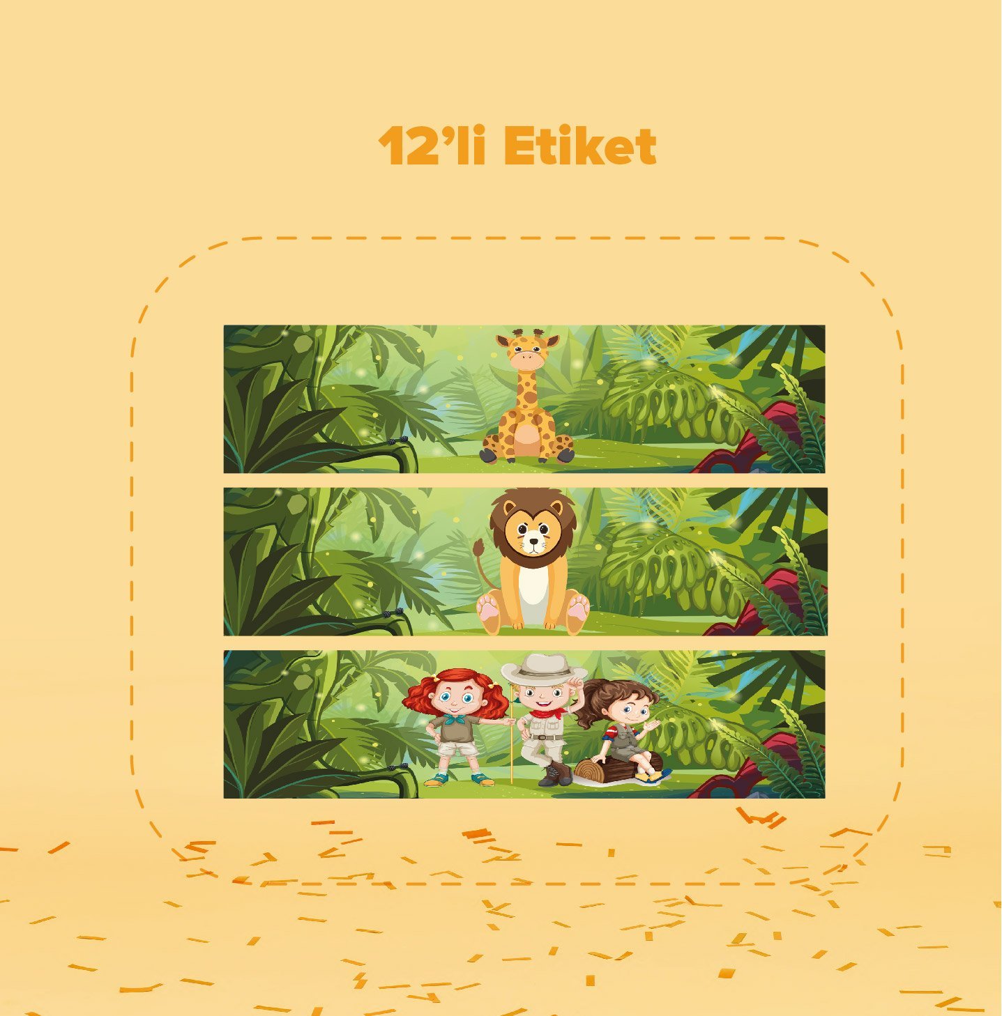 Safari Temalı Su Şişesi Etiketi