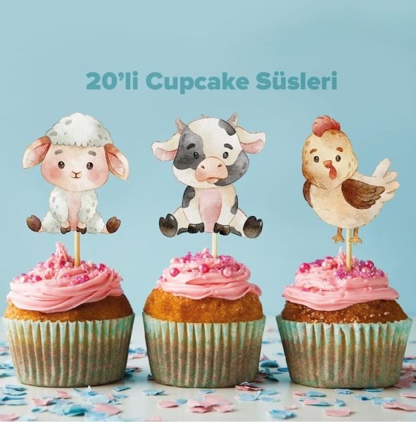 Çiftlik Konseptli Cupcake Süsü