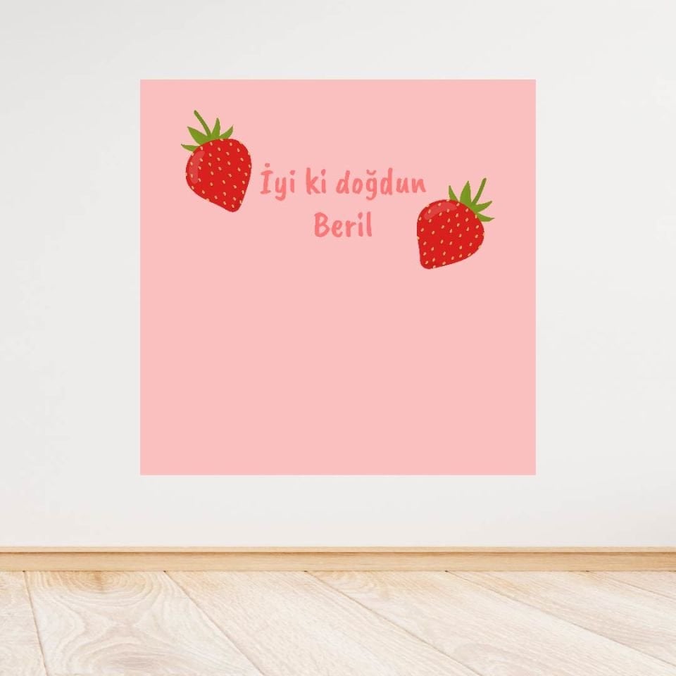 Çilek Temalı Doğum Günü Afişi