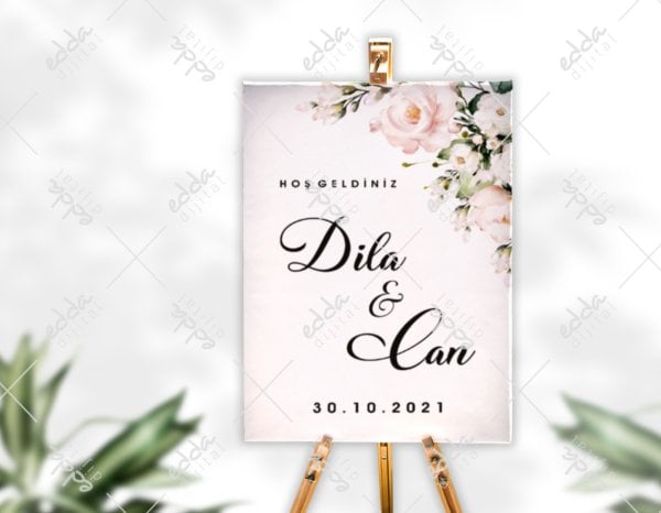 Pembe Gül Detaylı Karşılama Panosu