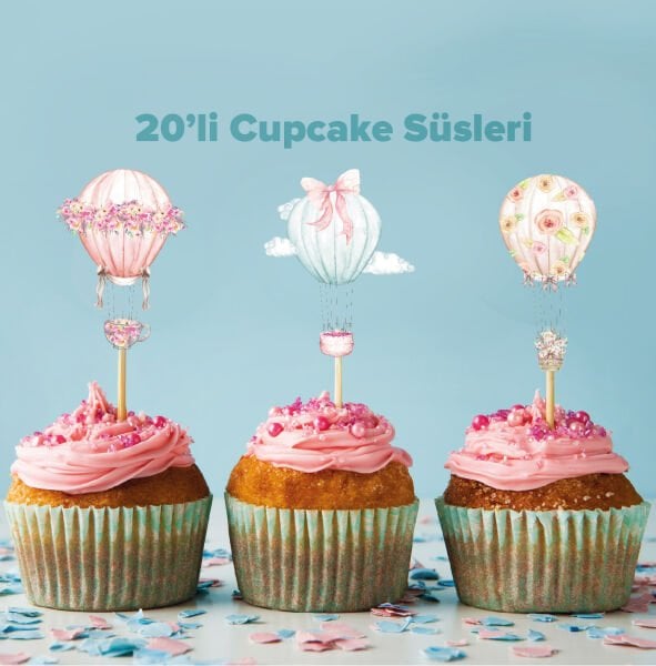 Baby Balon Konseptli Cupcake Süsü