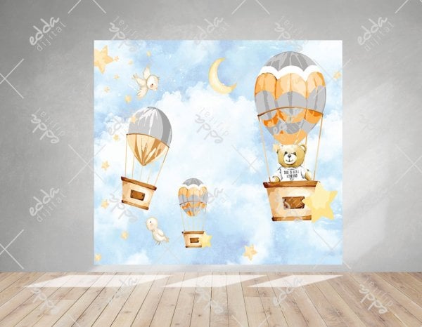 Yıldız ve Ayıcık Temalı Doğum Günü Afişi