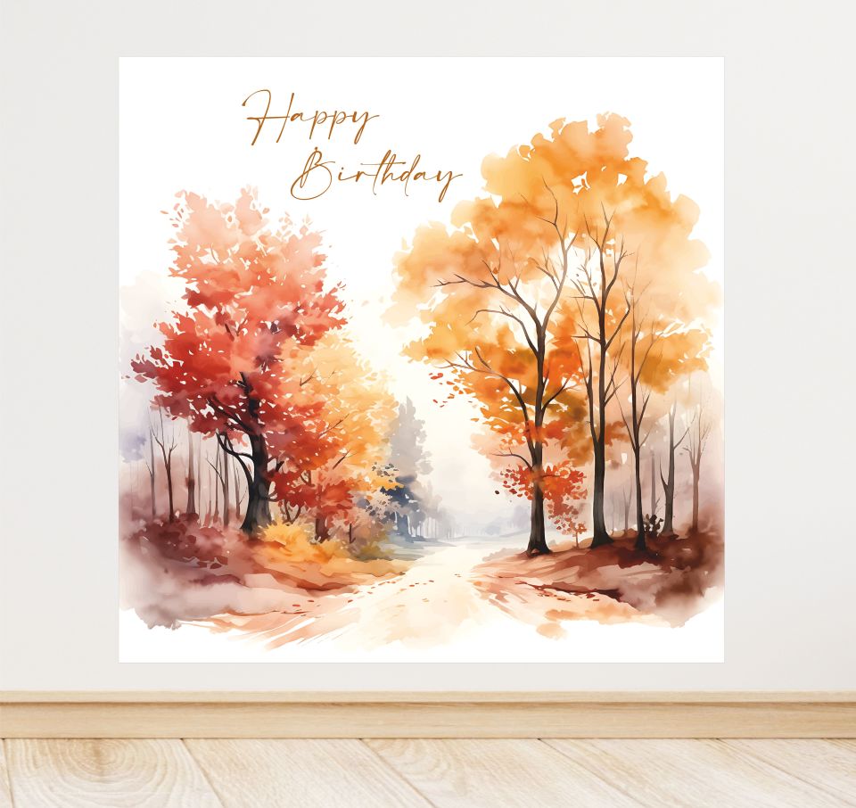Sonbahar Temalı Doğum Günü Afiş