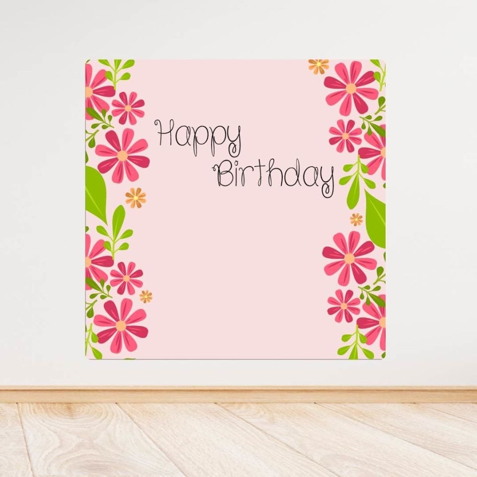 Çiçek Temalı Doğum Günü Afişi