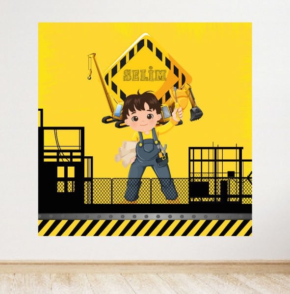 İnşaat Konseptli Doğum Günü Afişi