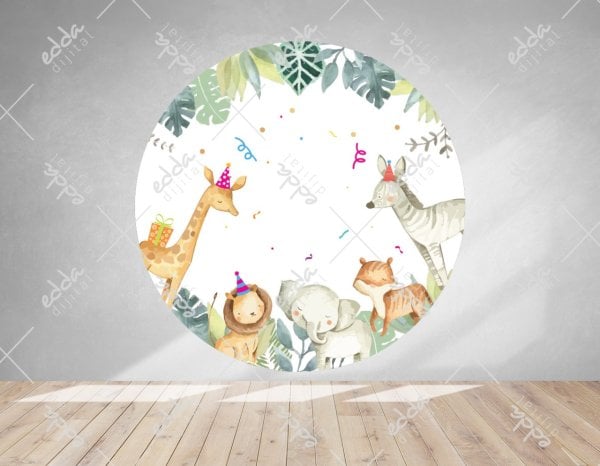 Safari Temalı Yuvarlak  Parti  Afişi