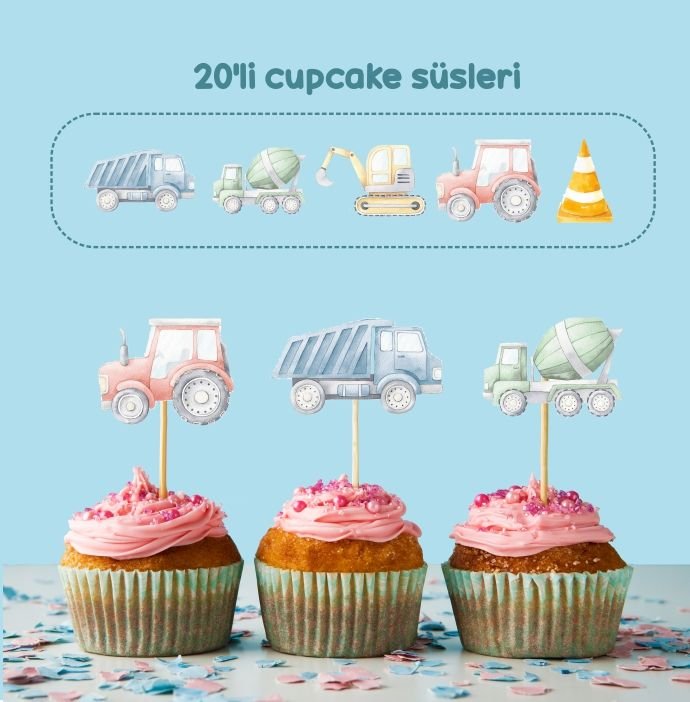 İnşaat Konseptli Cupcake Süsü