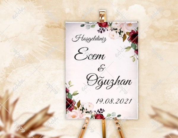 Kırmızı Gül Detaylı Karşılama Panosu