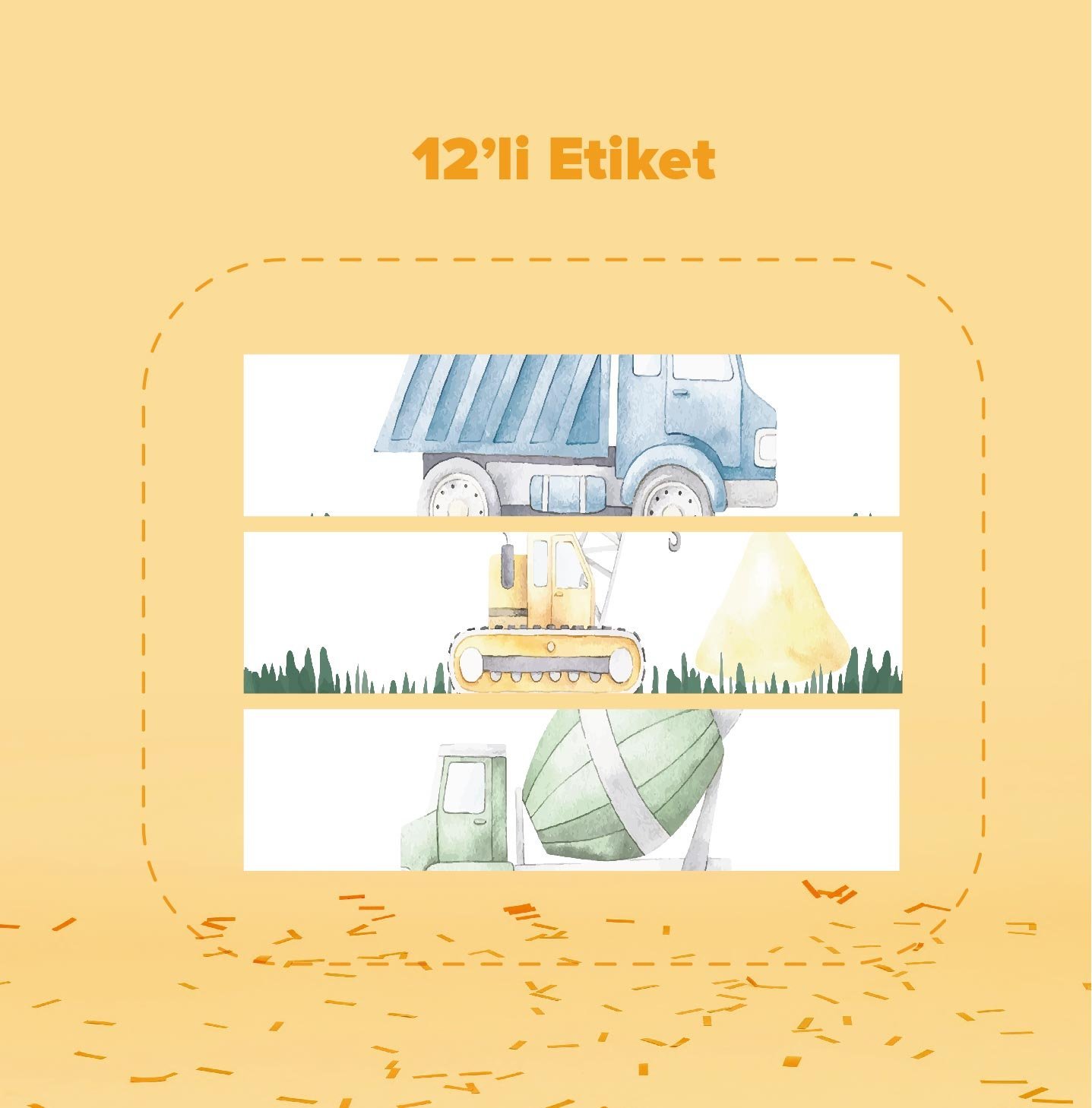 İnşaat Temalı Su Şişesi Etiketi