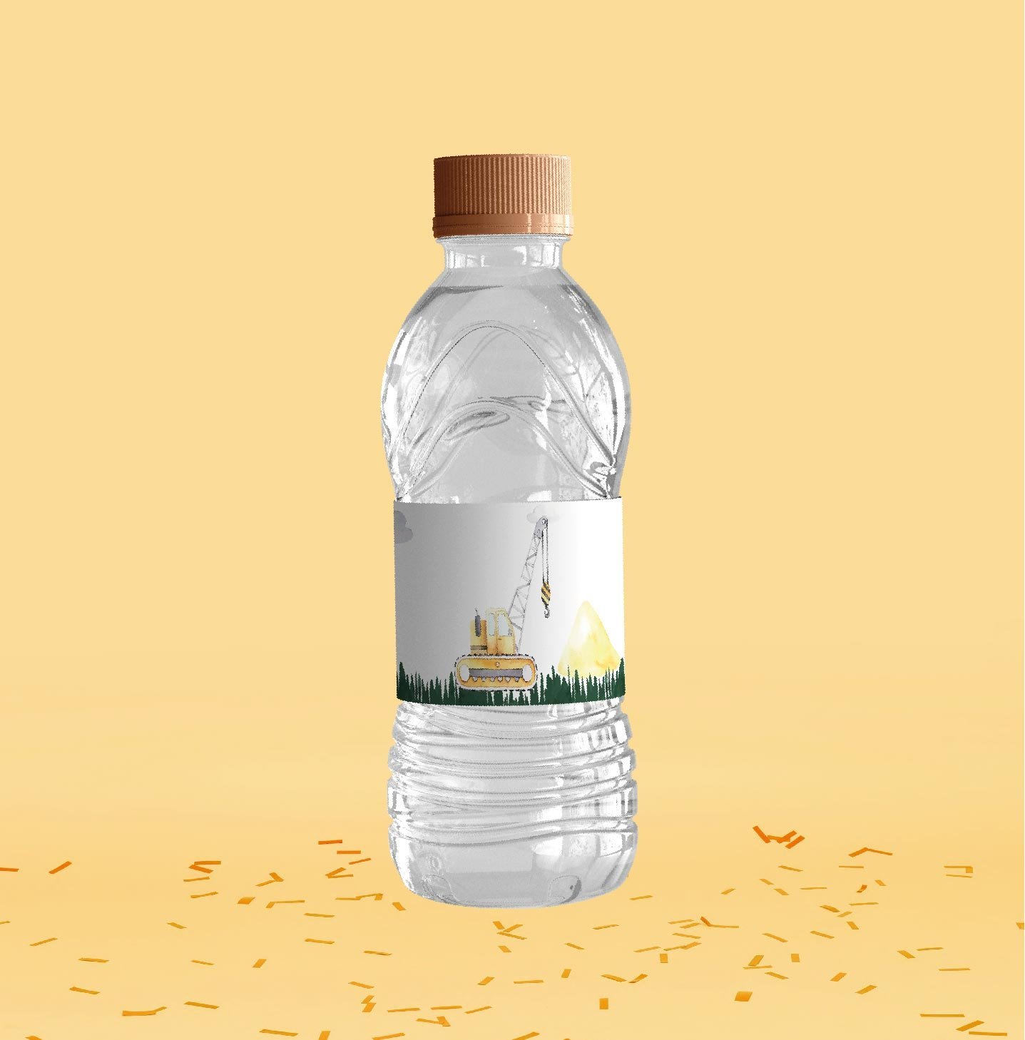 İnşaat Temalı Su Şişesi Etiketi