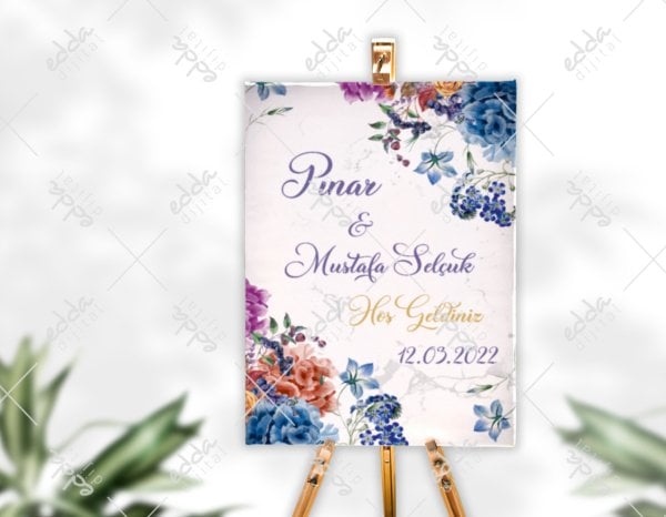 Renkli Çiçekler Detaylı Karşılama Panosu