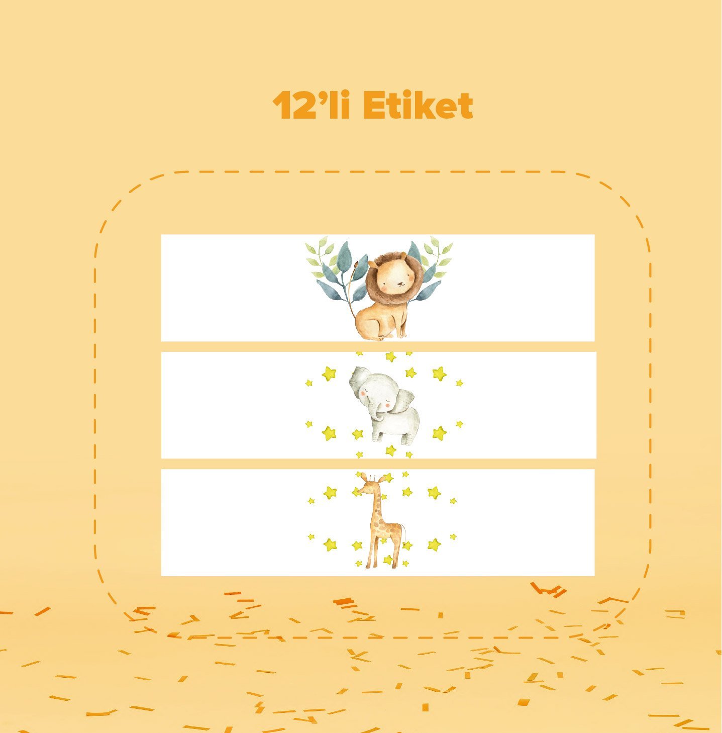 Safari Temalı Su Şişesi Etiketi