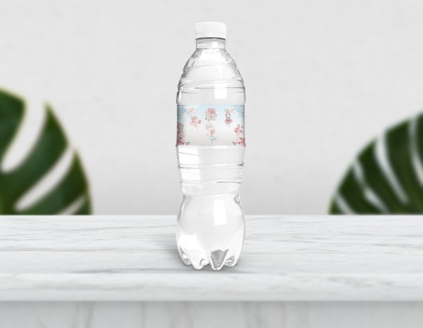 Balerin Temalı Mavi Su Şişesi Etiketi