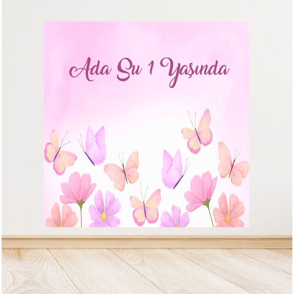 Kelebek Temalı Doğum Günü Afiş