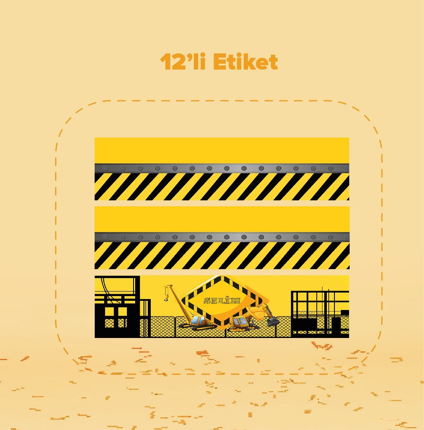 İnşaat Temalı Su Şişesi Etiketi