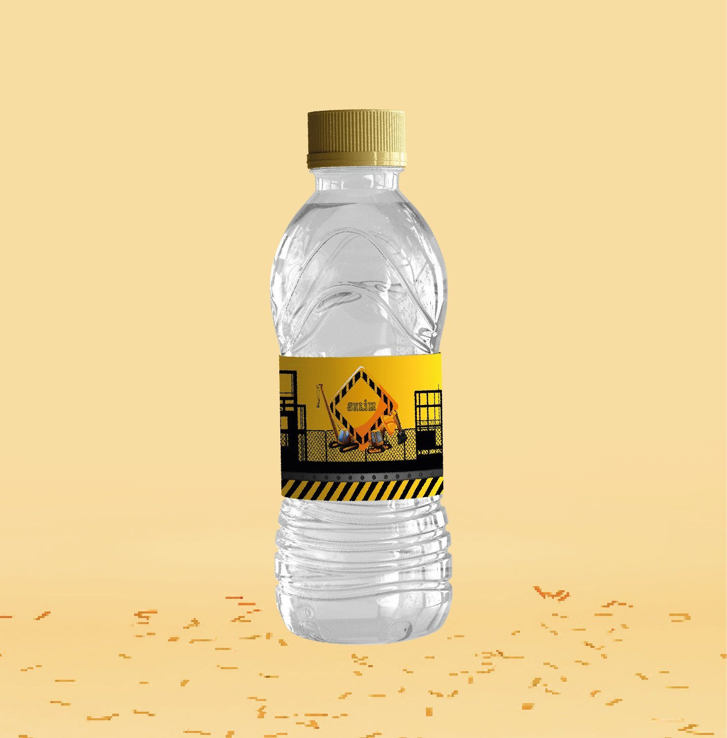 İnşaat Temalı Su Şişesi Etiketi