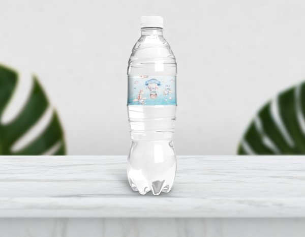 Balon Temalı Su Şişesi Etiketi