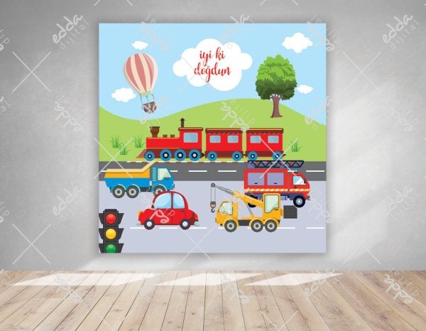 Arabalar Temalı Doğum Günü Afişi