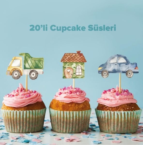 Araba konseptli cupcake süsü