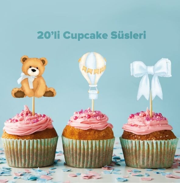 Ayıcık konseptli cupcake süsü