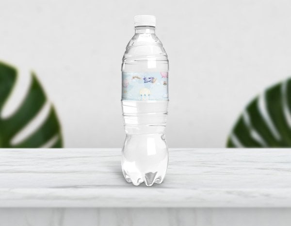 Balon Temalı Uçaklı Su Şişesi Etiketi