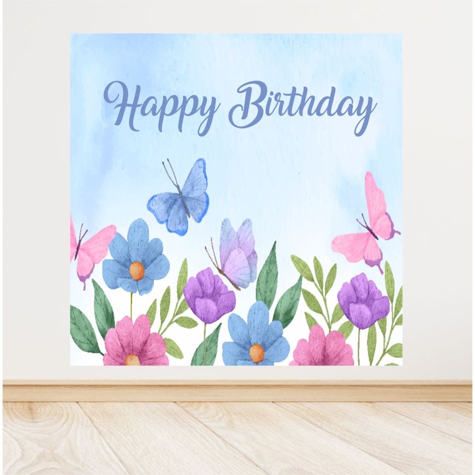 Kelebek Temalı Doğum Günü Afiş