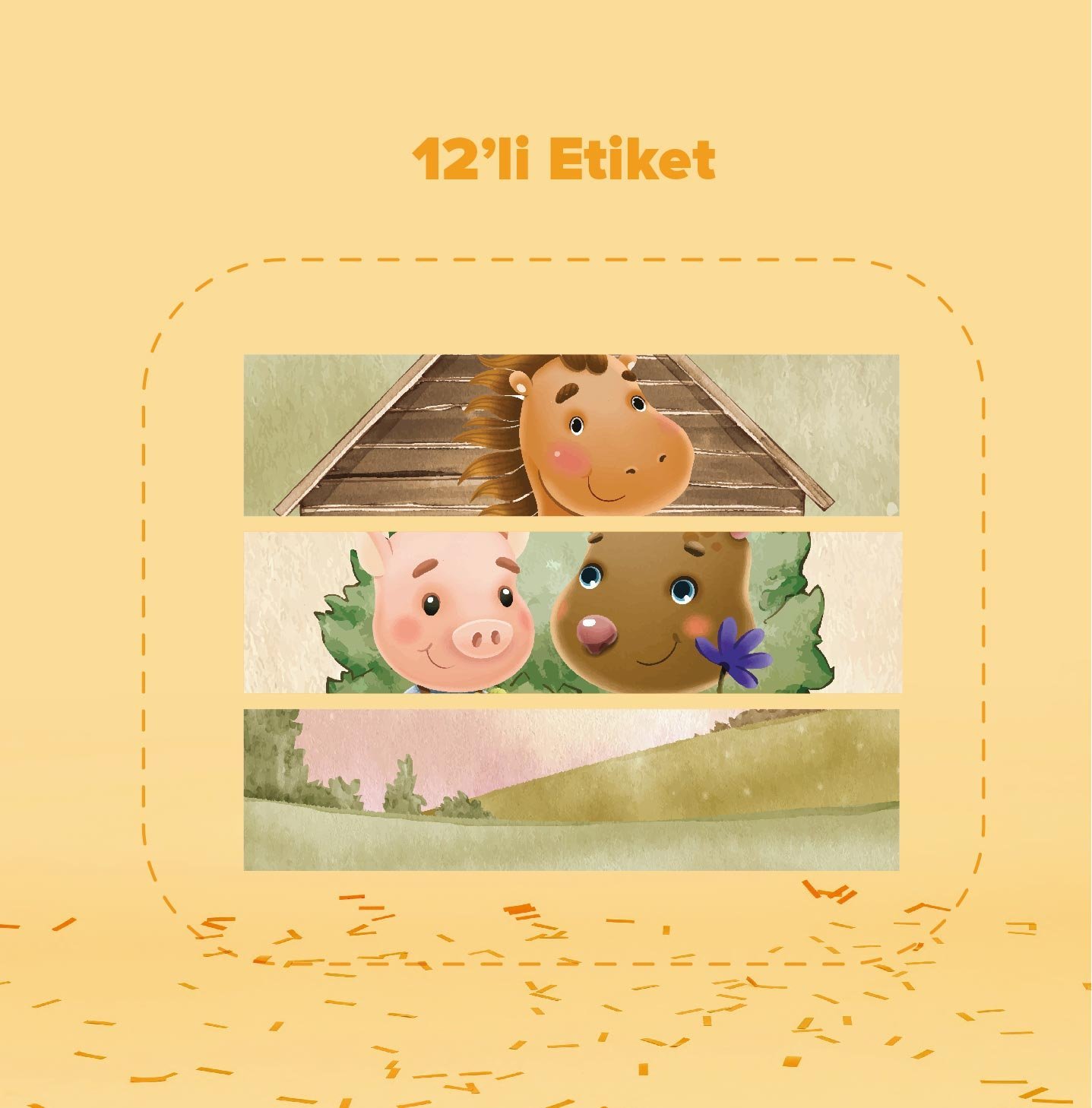 Çiftlik Temalı Su Şişesi Etiketi