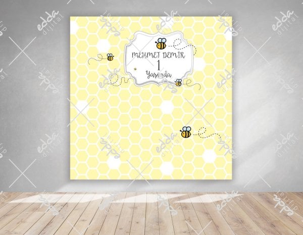 Arı Temalı Doğum Günü Afişi
