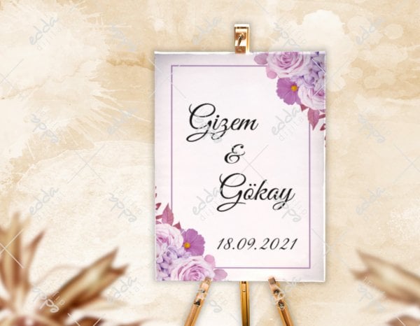 Mor Papatya Detaylı Karşılama Panosu