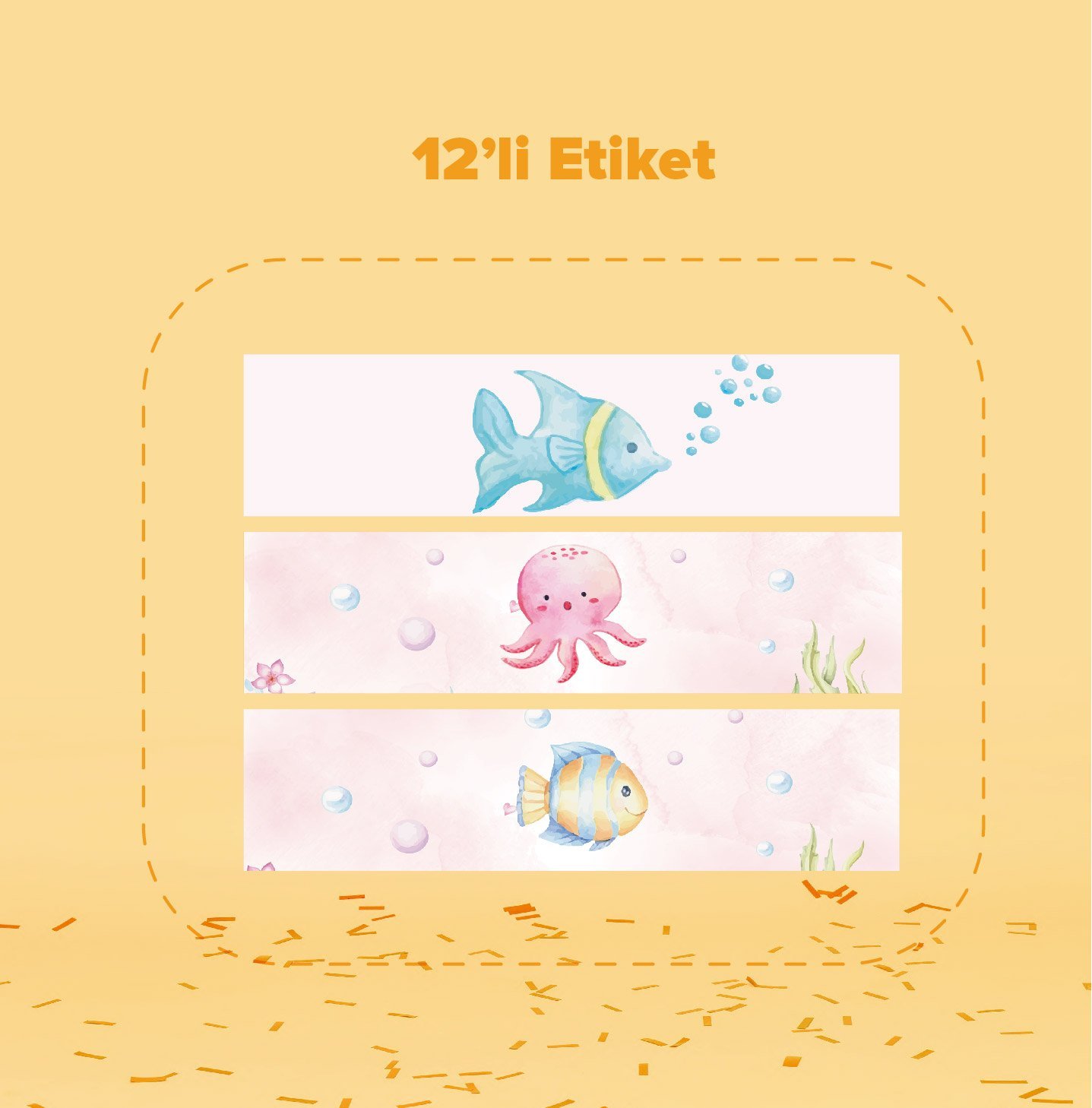 Denizaltı Temalı Su Şişesi Etiketi