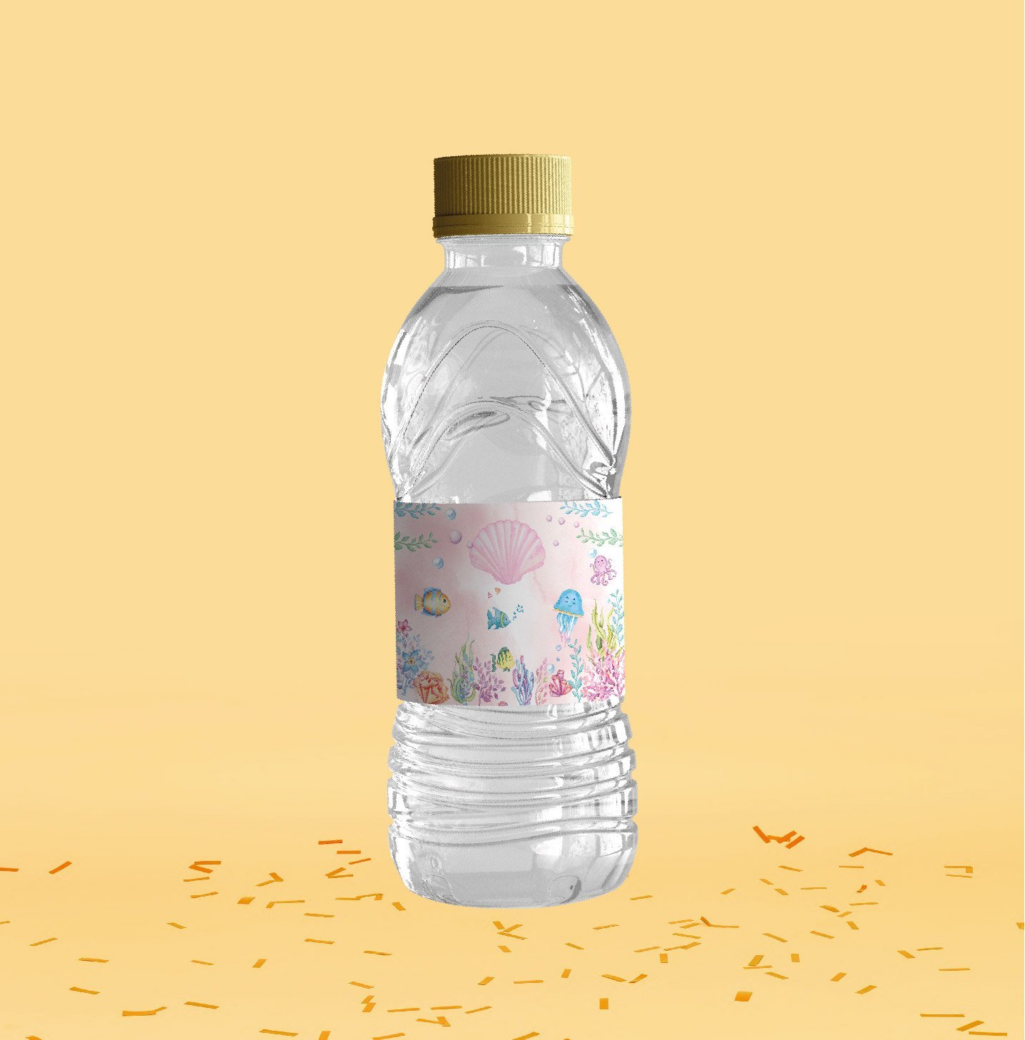 Denizaltı Temalı Su Şişesi Etiketi