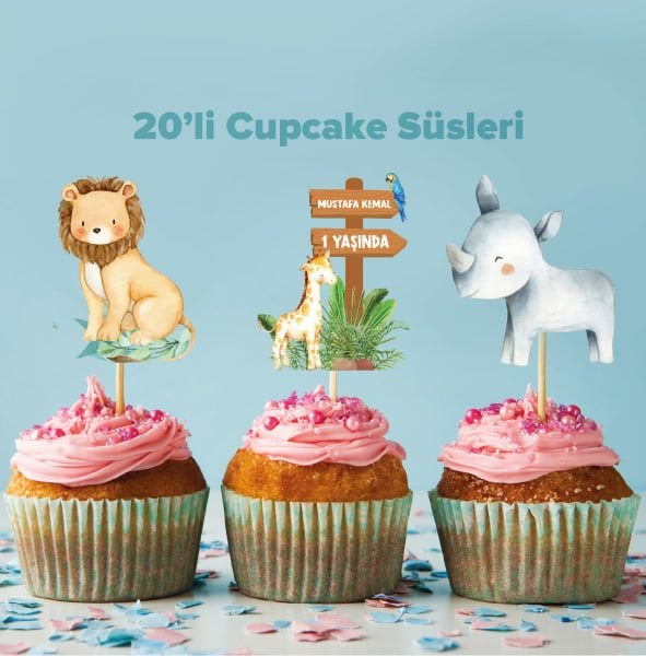 Safari Konseptli Cupcake Süsü