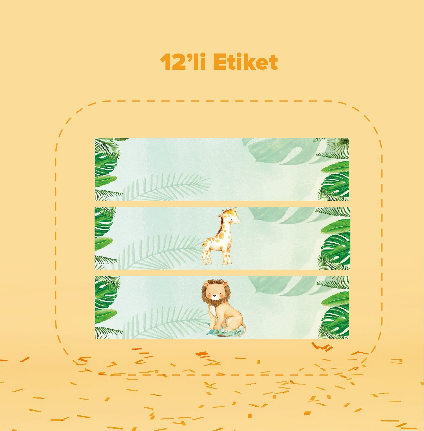 Safari Temalı Su Şişesi Etiketi