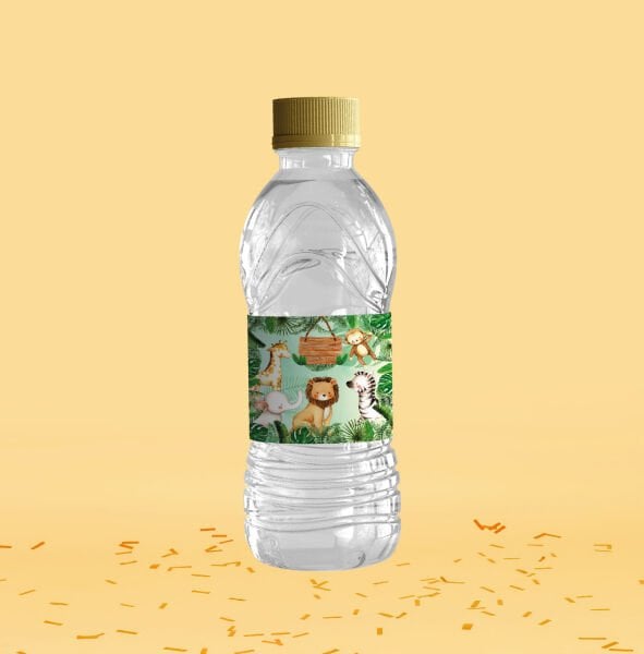 Safari Temalı Su Şişesi Etiketi