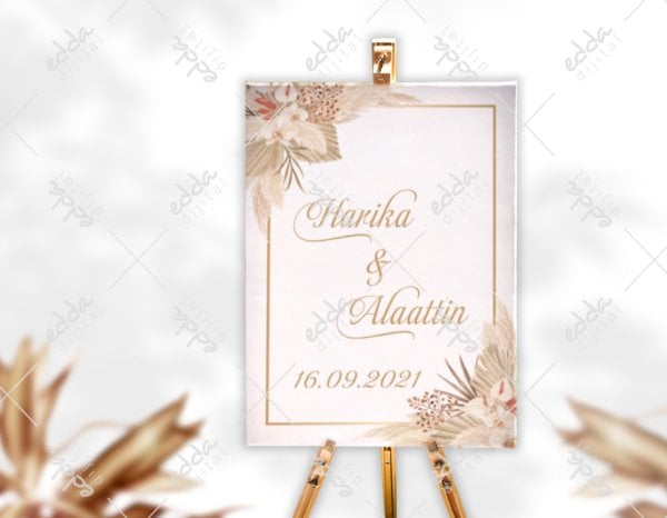 Zambak ve Yaprak Desenli Karşılama Panosu