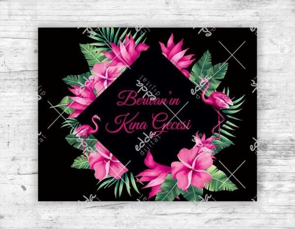 Flamingo Temalı Kına Pisti Kaplaması