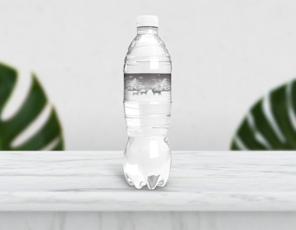 Kış Temalı Geyikli Su Şişesi Etiketi