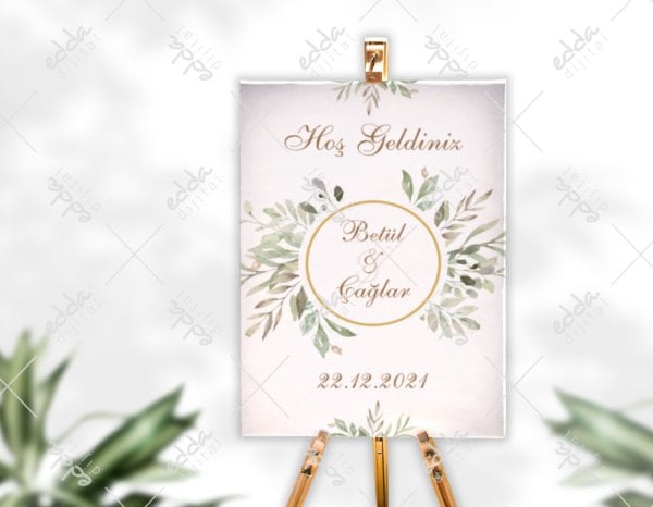 Gold Çember Desenli Karşılama Panosu