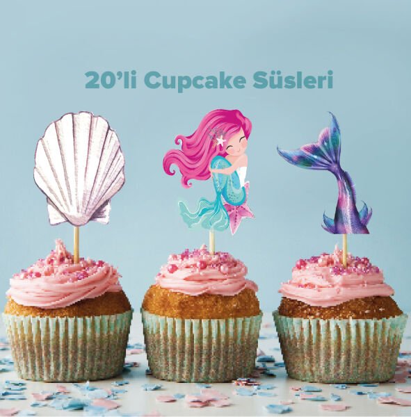 Deniz Kızı Konseptli Cupcake Süsü