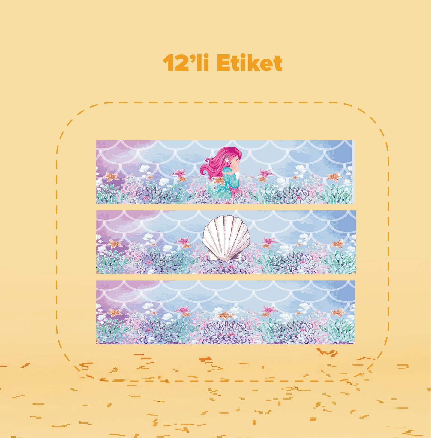 Deniz Kızı Temalı Su Şişesi Etiketi