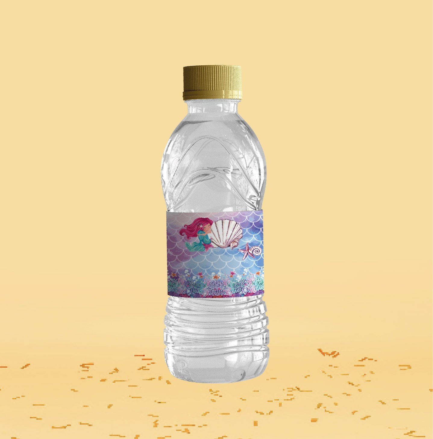 Deniz Kızı Temalı Su Şişesi Etiketi