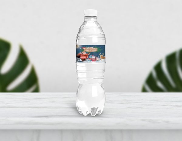 Kış Temalı Yılbaşılı Su Şişesi Etiketi