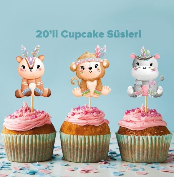Safari konseptli cupcake süsü
