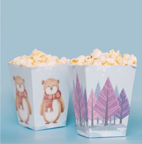 Kış Konseptli Pop Corn Kutusu