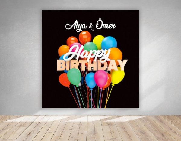 Renkli Balonlar Temalı Doğum Günü Afişi