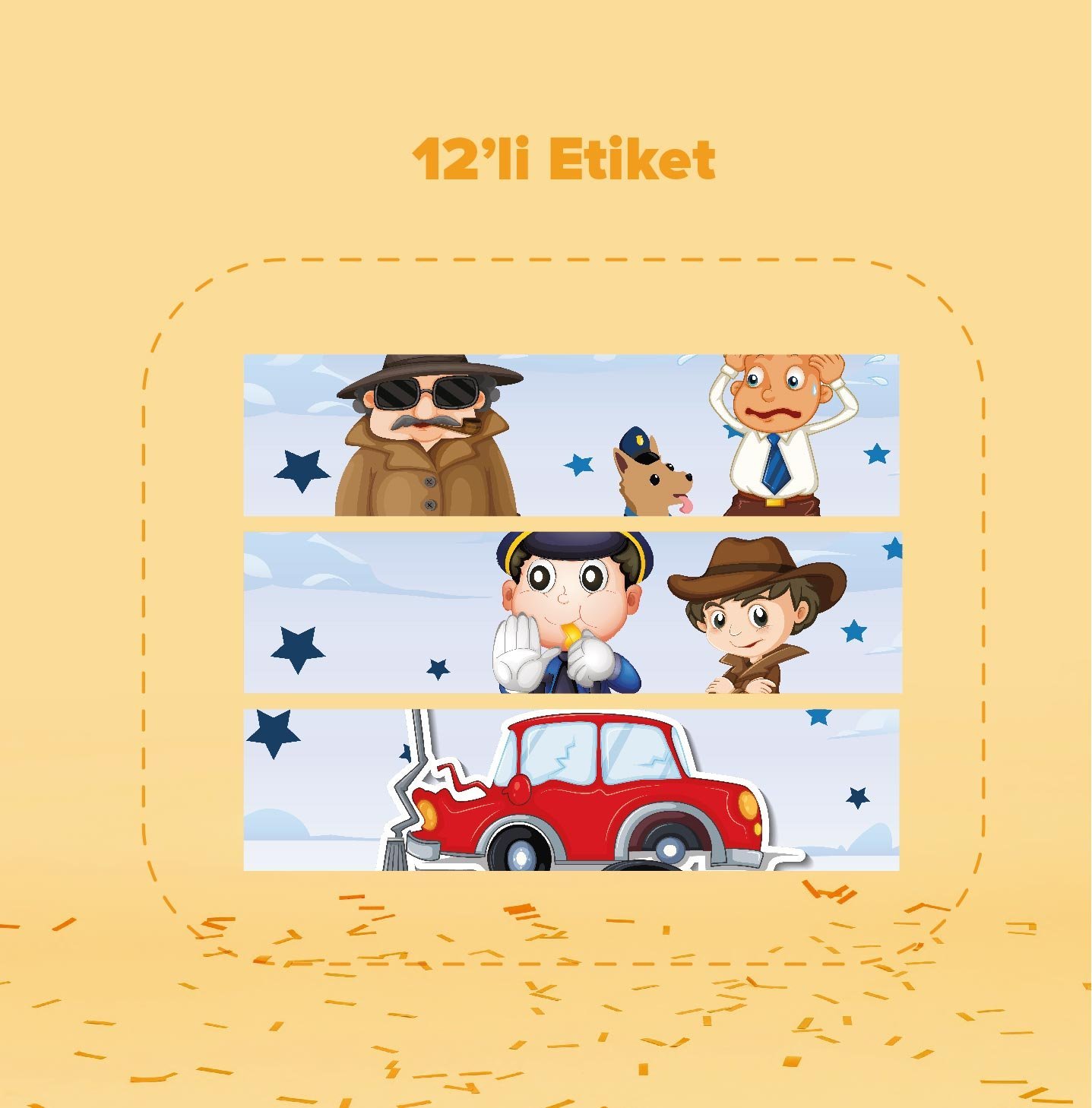 Polis Temalı Su Şişesi Etiketi