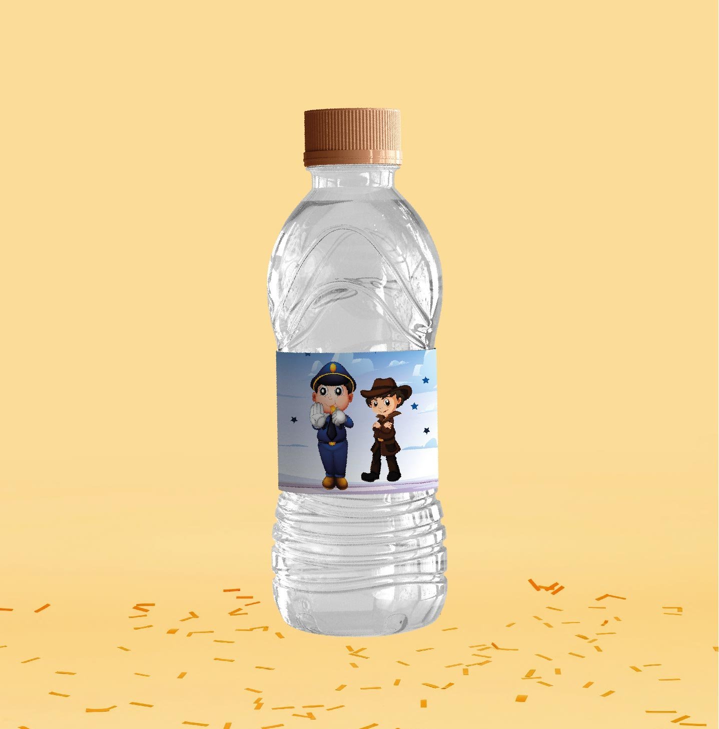 Polis Temalı Su Şişesi Etiketi